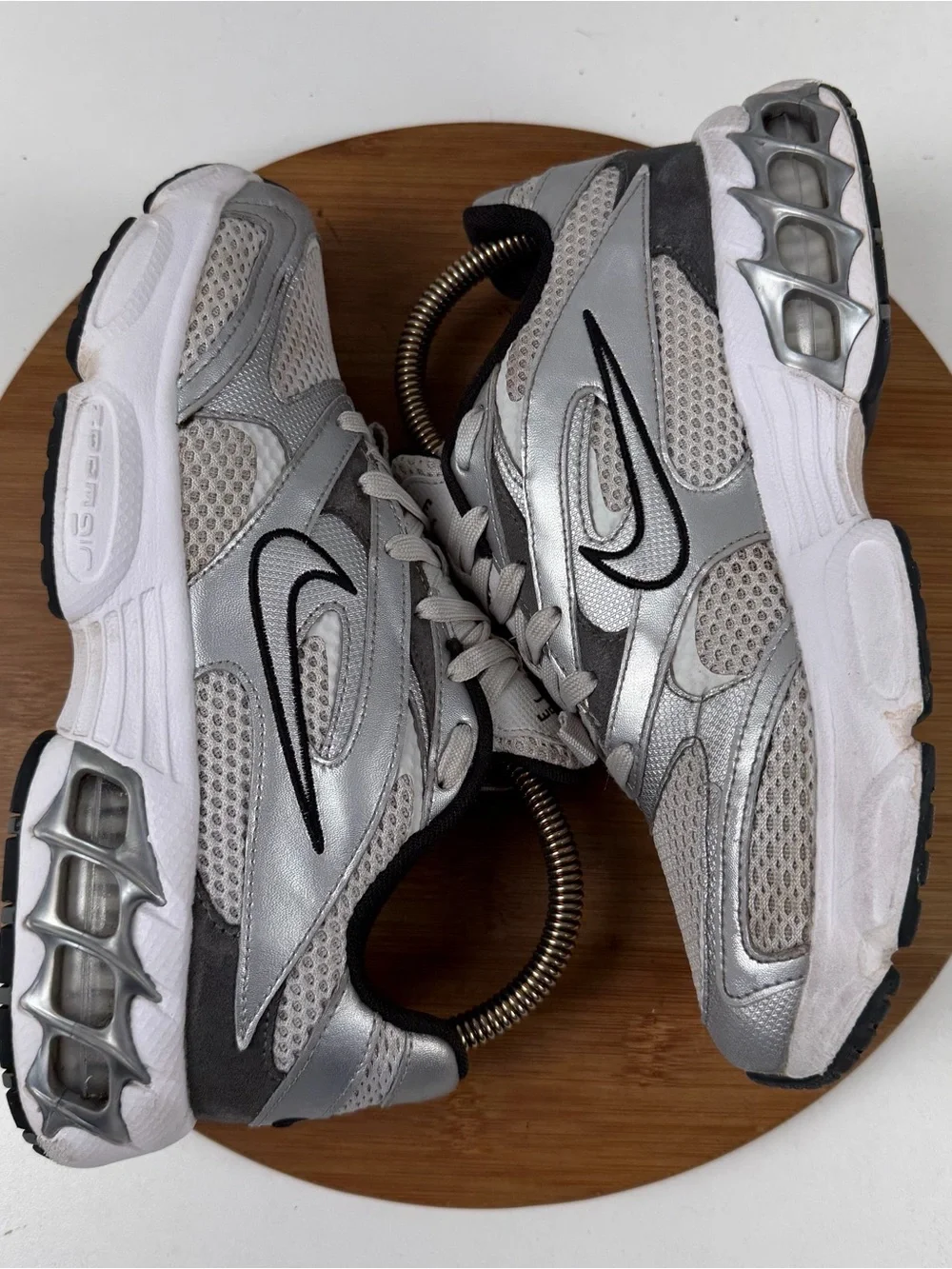 Nike Zoom Air Fire Silver Metallic Mesh Athletic Sneakers - Picture 7 of 10